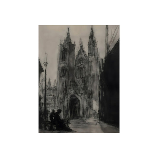 Cathedral in Ash gothic architecture fine art paper print artwork