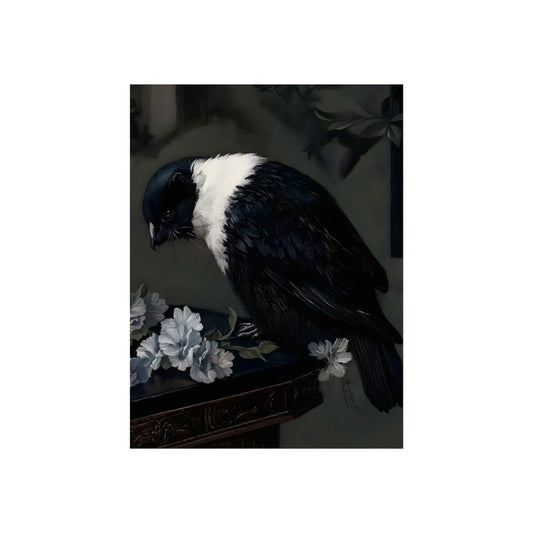 Crow Among White Flowers, art print, view 2