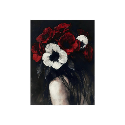 Crowned in Red and White Poppies, art print, view 2