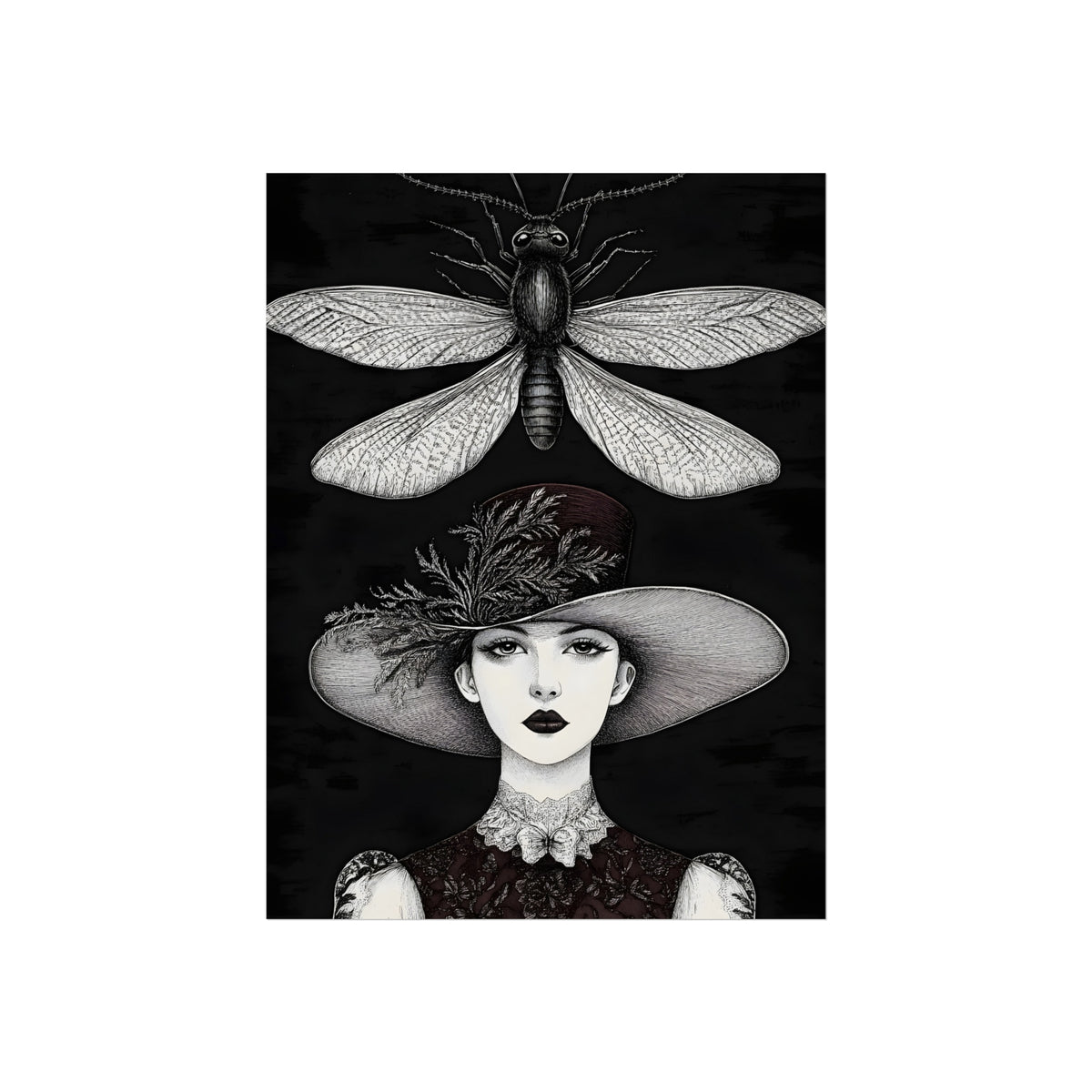 Lady Beneath the Winged Insect, art print, view 4