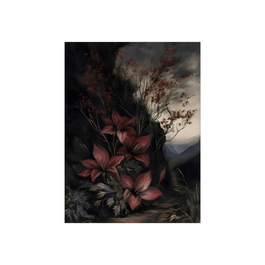 Lilies at Dusk dark red lilies botanical fine art print
