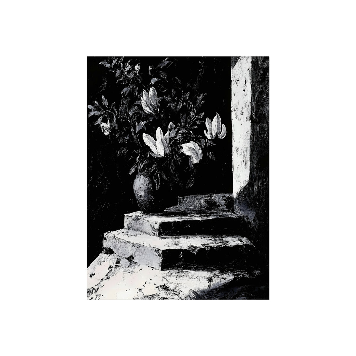 Magnolia on the Steps fine art paper print detail