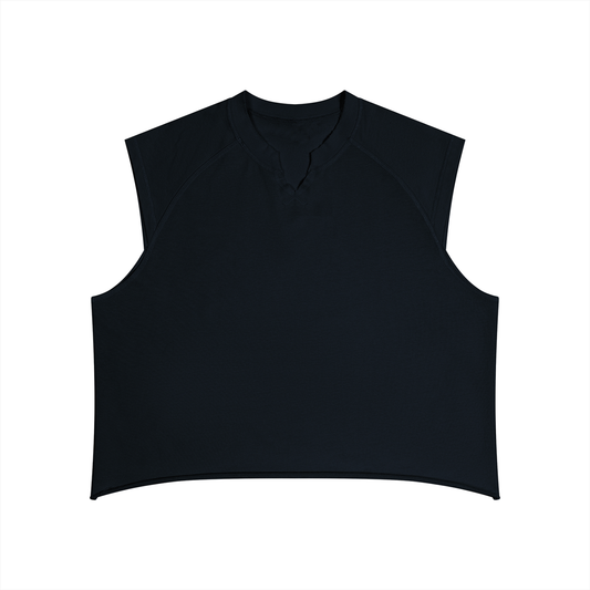 Men's Boxy Raw Hem Tank Top in black