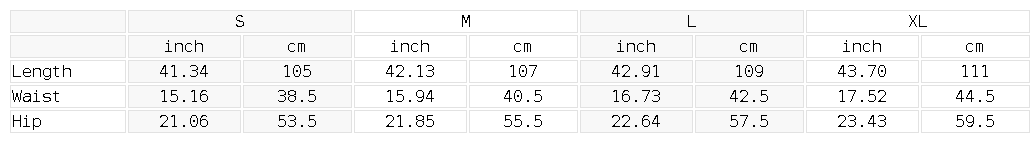 Size chart for the Men's Hand Brushed Straight Leg Denim Jeans