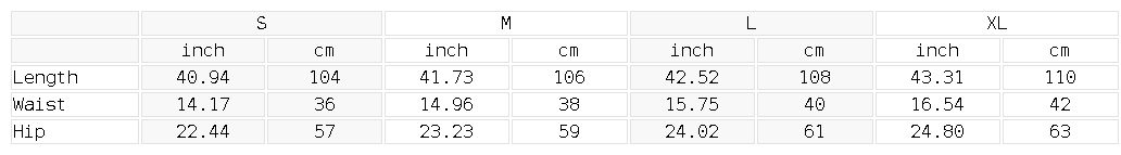 Size chart for the Men's Sunfade Gradient Denim Jeans