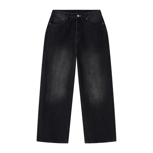 Men's Sunfade Vintage Wash Wide Leg Jeans in black