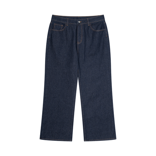 Men's Vintage Wash Topstitched Denim Jeans in jeans blue
