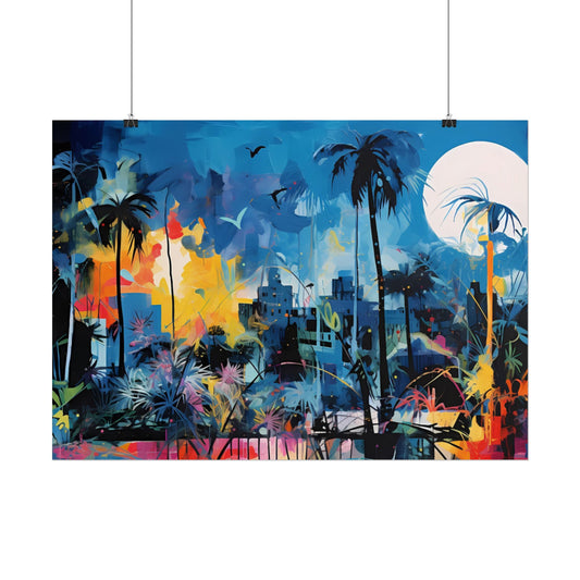 Neon Fever Dreams surreal neon city 28 x 20 Fine Art poster print