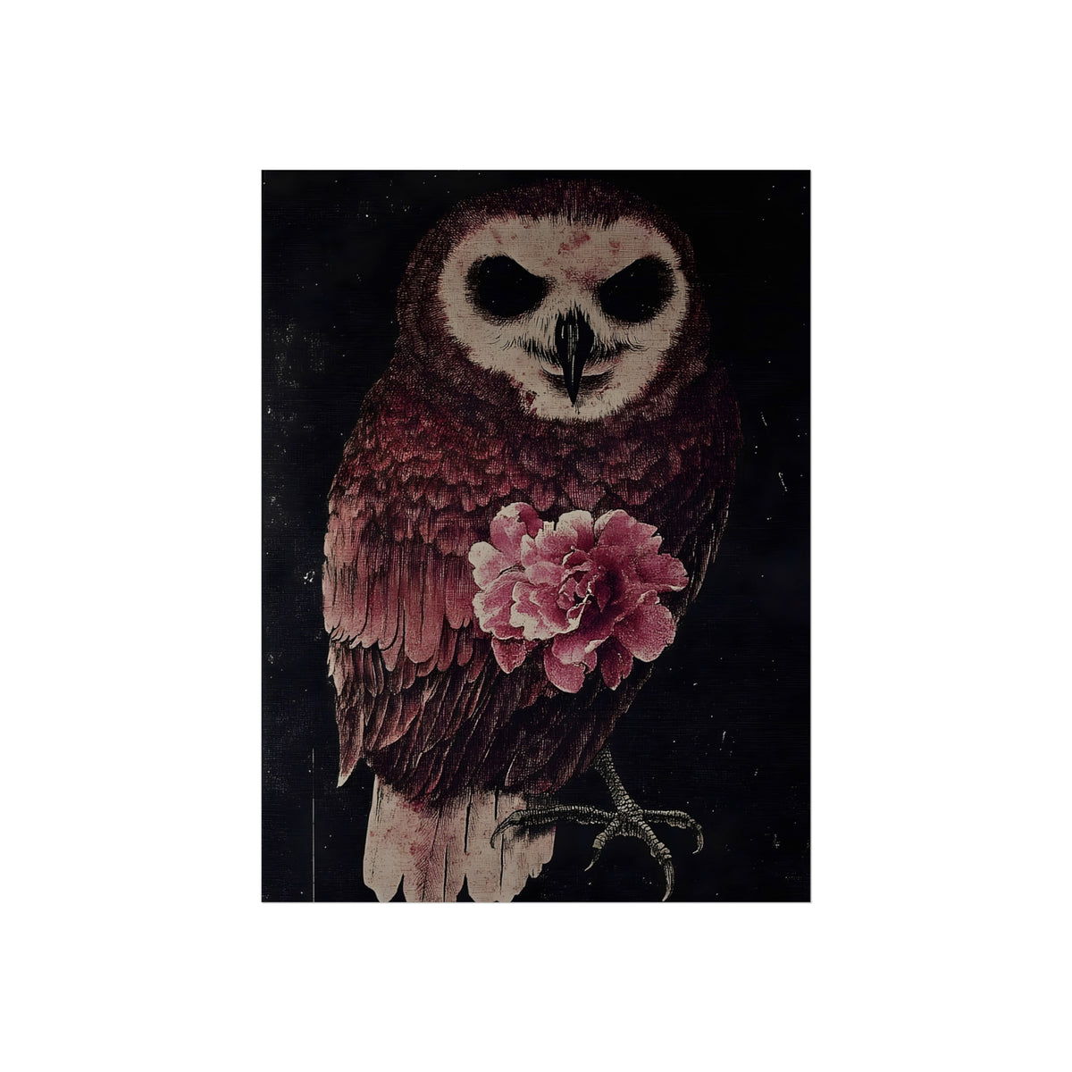 Owl with a Pink Bloom, art print, view 4