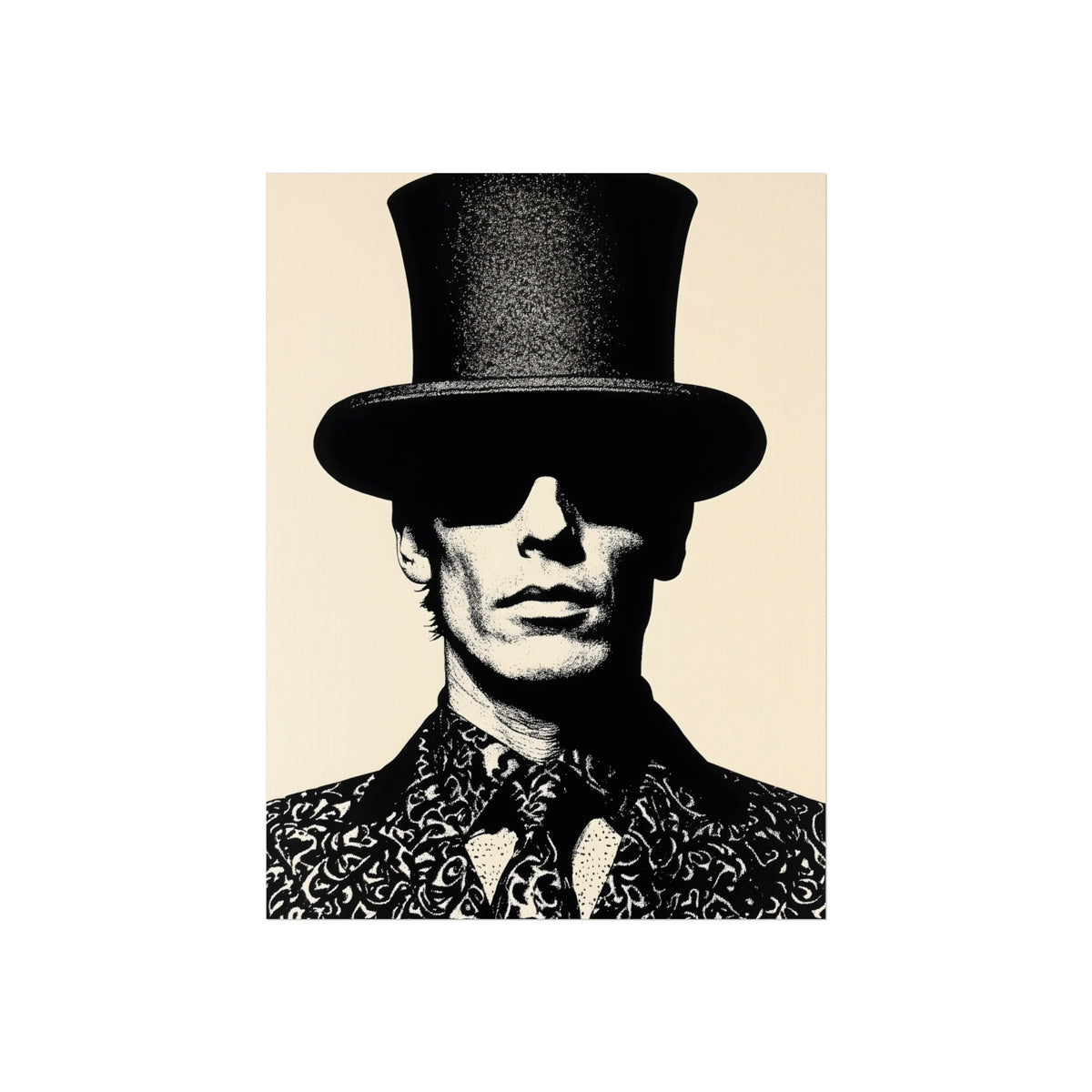 The Black Hat unframed monochrome man fine art paper print