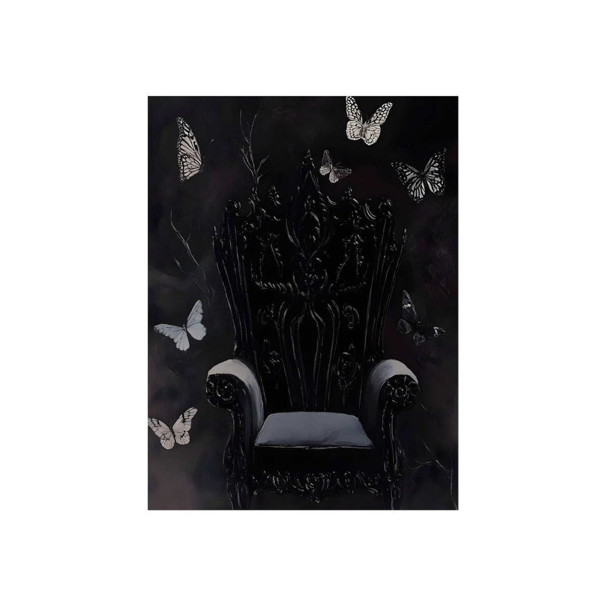 The Empty Throne gothic chair and butterflies fine art poster