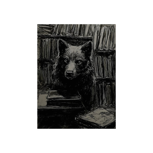 The Librarian Wolf, art print, view 2
