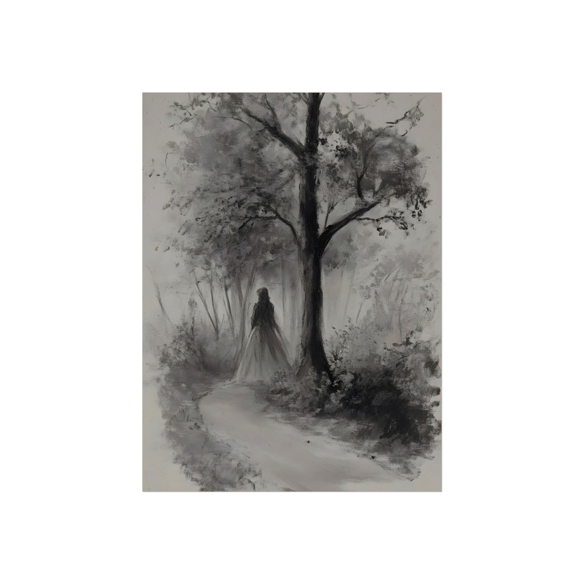 The Long Walk woman pencil sketch fine art poster