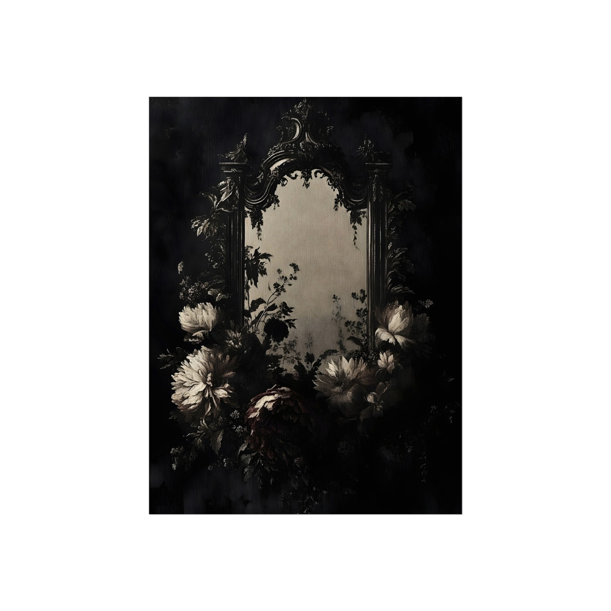 The Looking Glass Garden gothic flowers and mirror fine art poster
