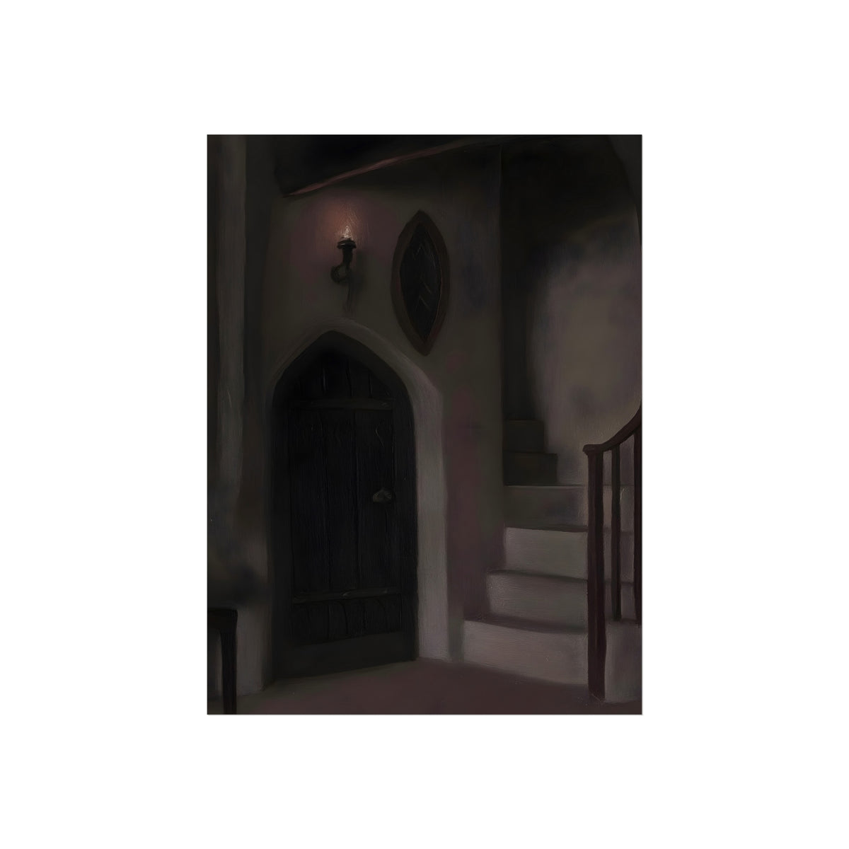 The Unlit Stair | Gothic Interior Fine Art Paper Print framed display mockup