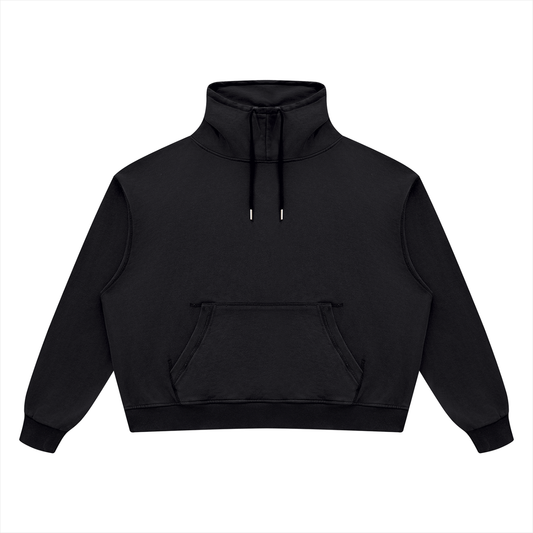 Unisex 420 GSM Vintage Wash Boxy Hoodie in black