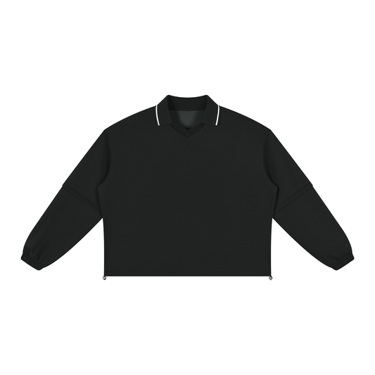 Unisex Boxy Collared Detachable Sweatshirt in black