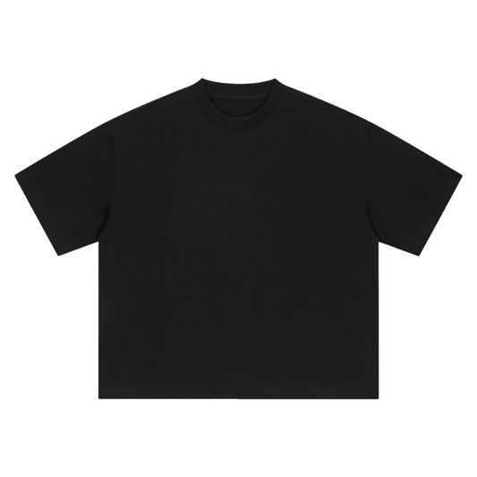 Unisex Boxy Drop Shoulder Cotton T-Shirt in black