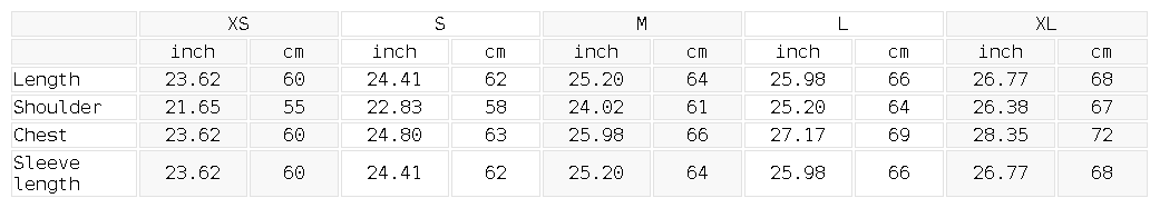 Size chart for the Unisex Boxy Raw Edge Hoodie