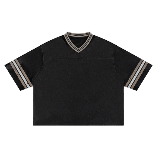 Unisex Boxy Striped Soccer Jersey in black
