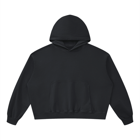 Unisex Boxy Vintage Washed Hoodie in black