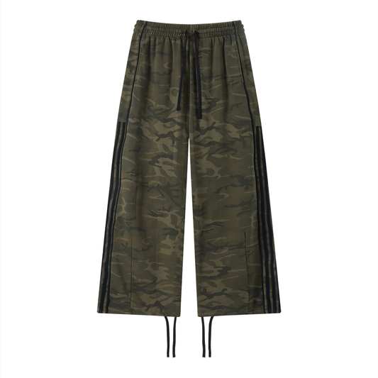 Unisex Camo Wide Leg Sweatpants in army green camo