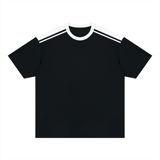 Unisex Color Block Loose T-Shirt in black with white