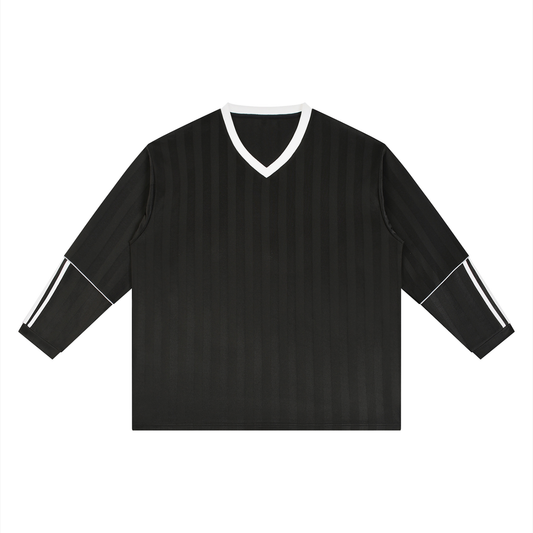 Unisex Color Block Striped Soccer Jersey in black