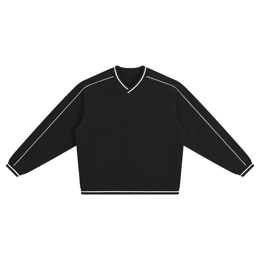 Unisex Color Block V-Neck Sweatshirt in black