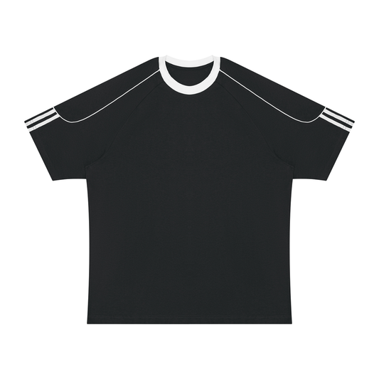 Unisex Contrast Panel Raglan T-Shirt in black with white