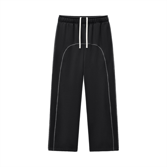Unisex Contrast-Stitched Fleece Sweatpants in black