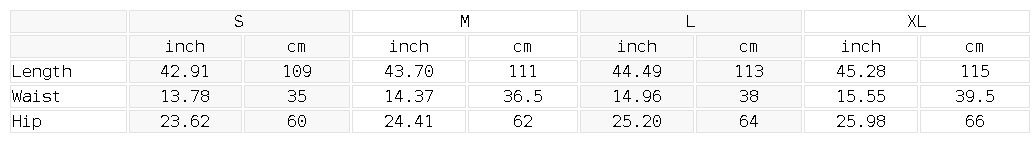 Size chart for the Unisex Contrast-Stitched Fleece Sweatpants