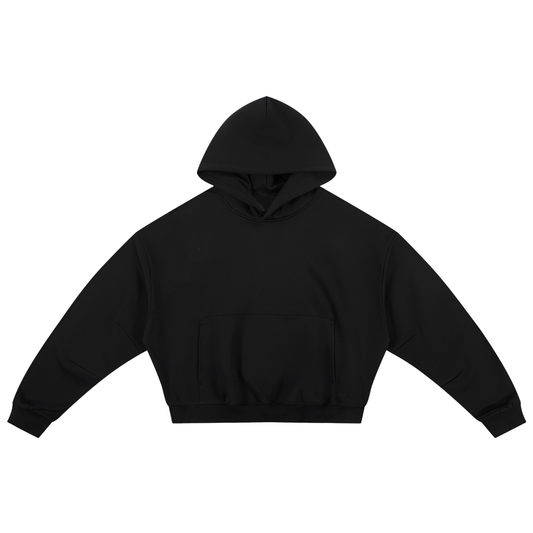 Unisex Essential Boxy Darted Sleeve Hoodie in black