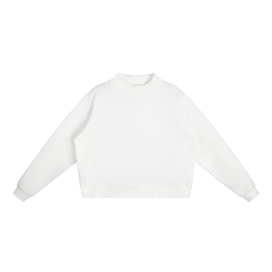 Unisex Essential Fleece Mock-Neck Crew Sweatshirt in white