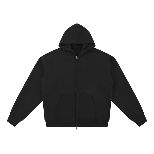 Unisex Essential Fleece Zip-Through Hoodie in black