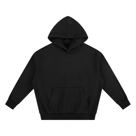 Unisex Essential Heavyweight Boxy Fleece Hoodie in black