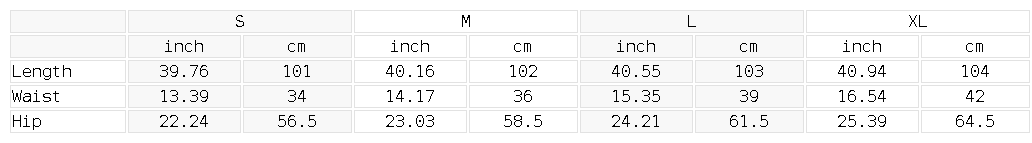 Size chart for the Unisex Essential Jogged Sweatpants