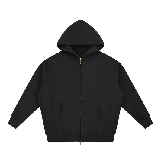 Unisex Essential Oversized Fleece Boxy Hoodie in black