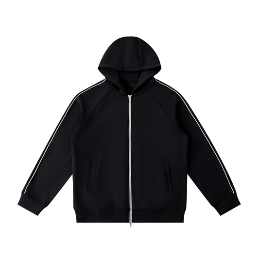 Unisex Heavyweight Raglan Sleeve Zip Hoodie in black