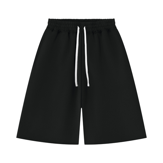 Unisex Heavyweight Raw Edge Shorts in black