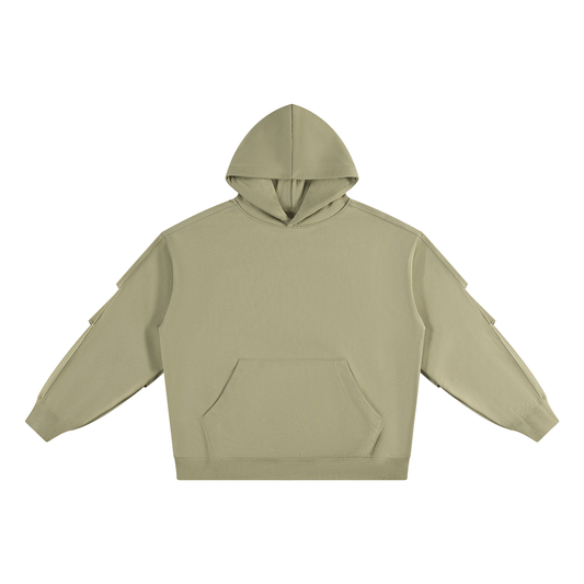 Unisex Heavyweight Ruched Sleeves Hoodie in gray green