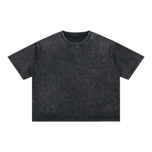 Unisex Mineral Wash Boxy Cotton T-Shirt in black