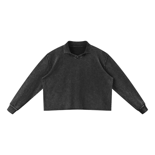 Unisex Mineral Wash Pullover Sweatshirt in black