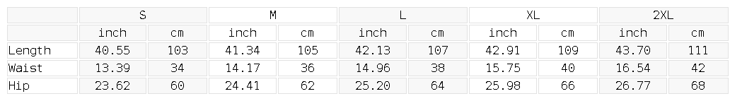 Size chart for the Unisex Mineral Wash Straight Leg Sweatpants