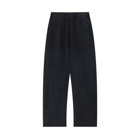 Unisex Mineral Wash Straight Sweatpants in black