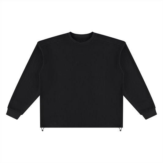 Unisex Oversized Boxy Drawstring Sweatshirt in black