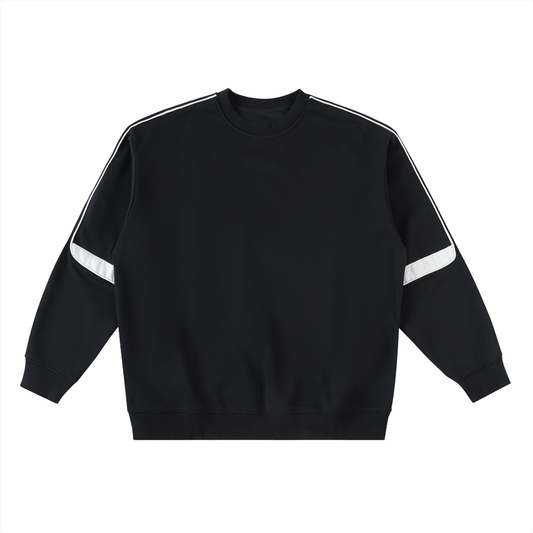 Unisex Oversized Crewneck Taped Sweatshirt in black