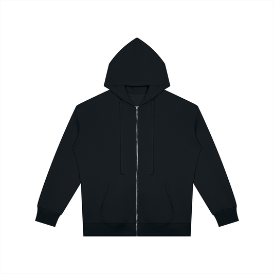 Unisex Oversized Full Zip Hoodie in black