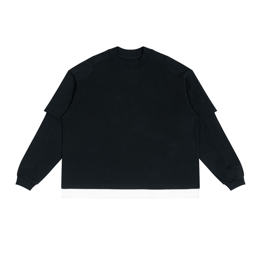 Unisex Paneled Layer Color Block T-Shirt in black