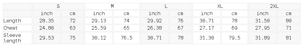 Size chart for the Unisex Paneled Raglan Soccer Jersey